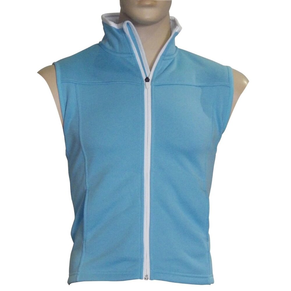 The Weather Co. Retro Ice Blue Poly-Flex High Collar Zip Up Vest Small